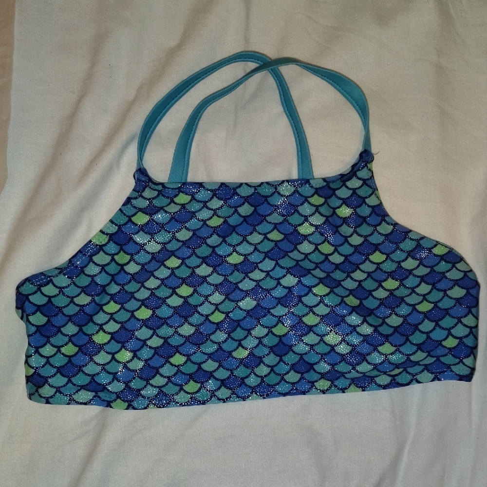 Wonder Nation Blue and Green Scale Bikini Top